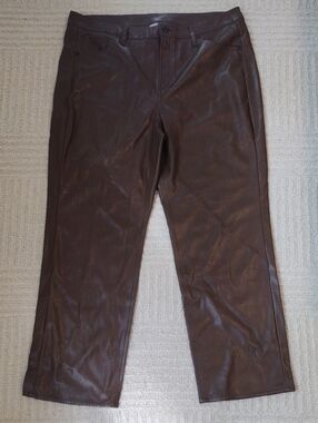 Chico's Straight-Leg Brown Faux Leather Jeans